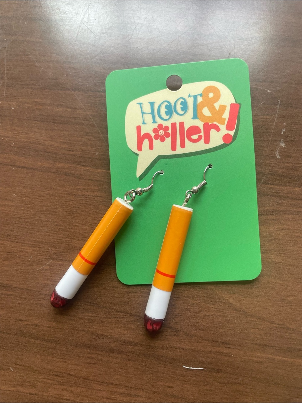 Orange Novelty Cigarette Dangle Earrings -